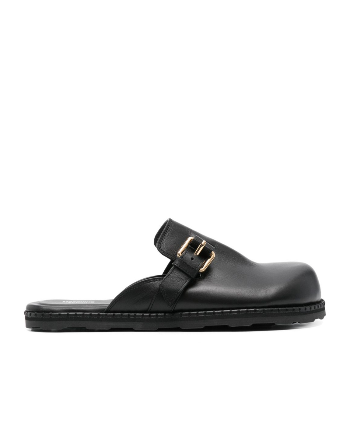 Moschino Black Leather Mule Loafers In Black