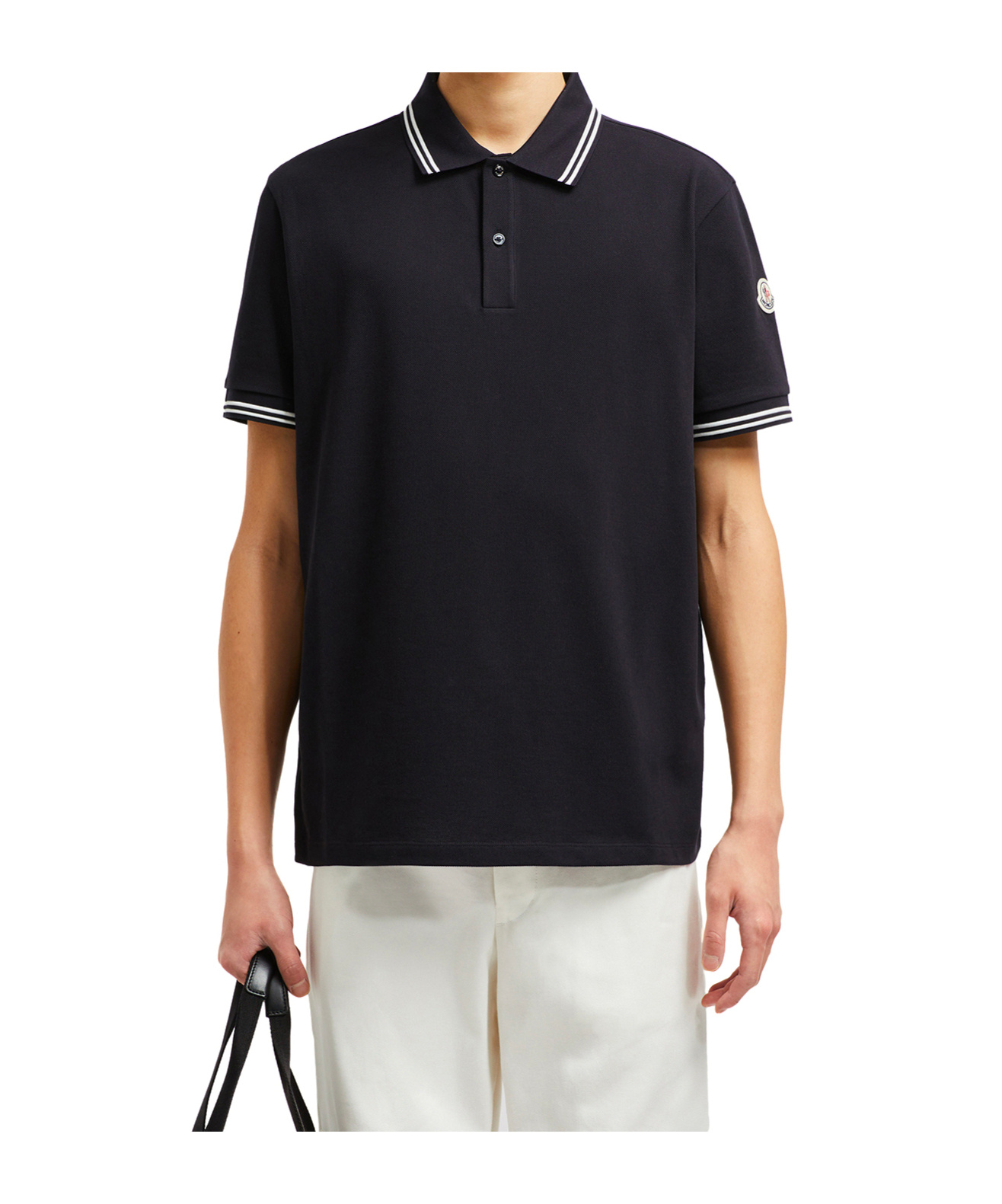 Moncler Short-sleeved Polo Shirt In Blue