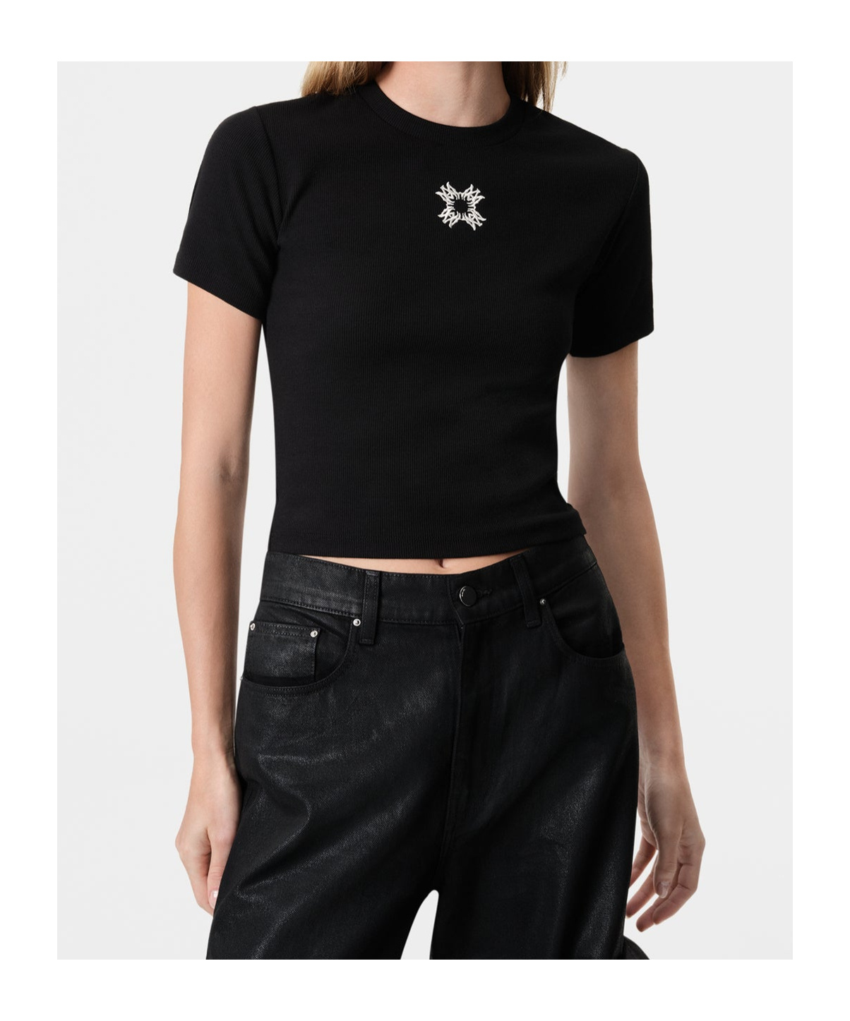 Amiri Black Stretch Cotton Blend T-shirt In Black