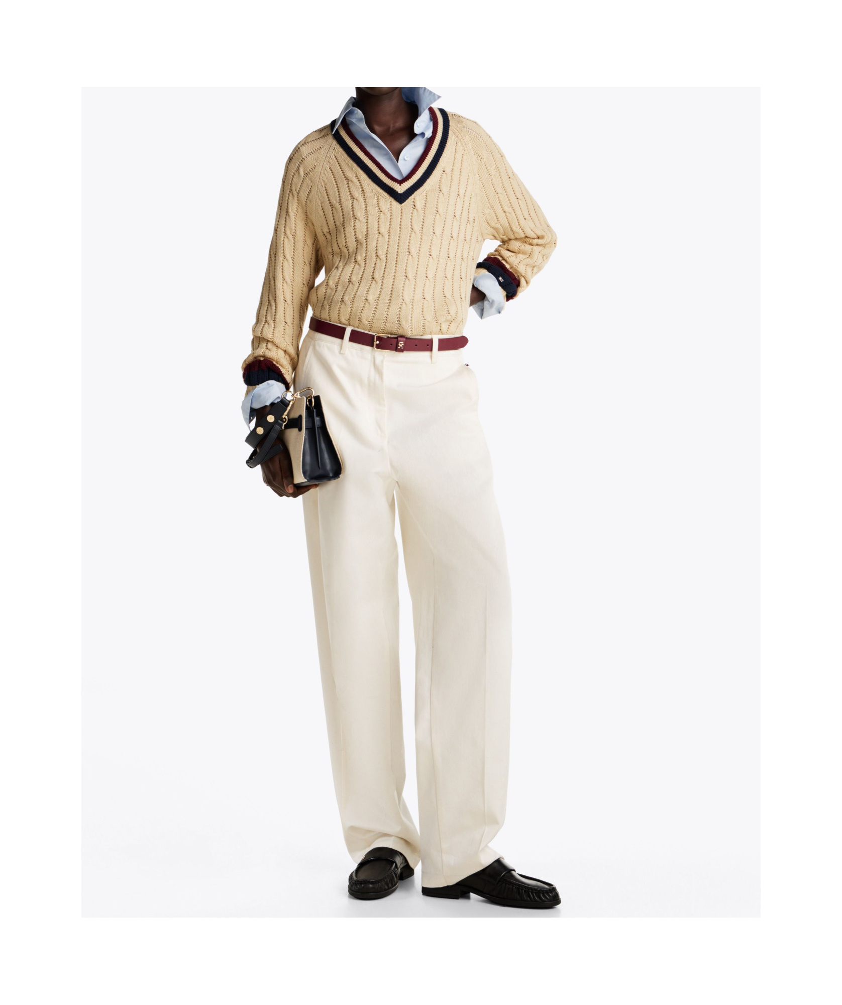 Tommy Hilfiger Cable-knit Sweater In Ivory