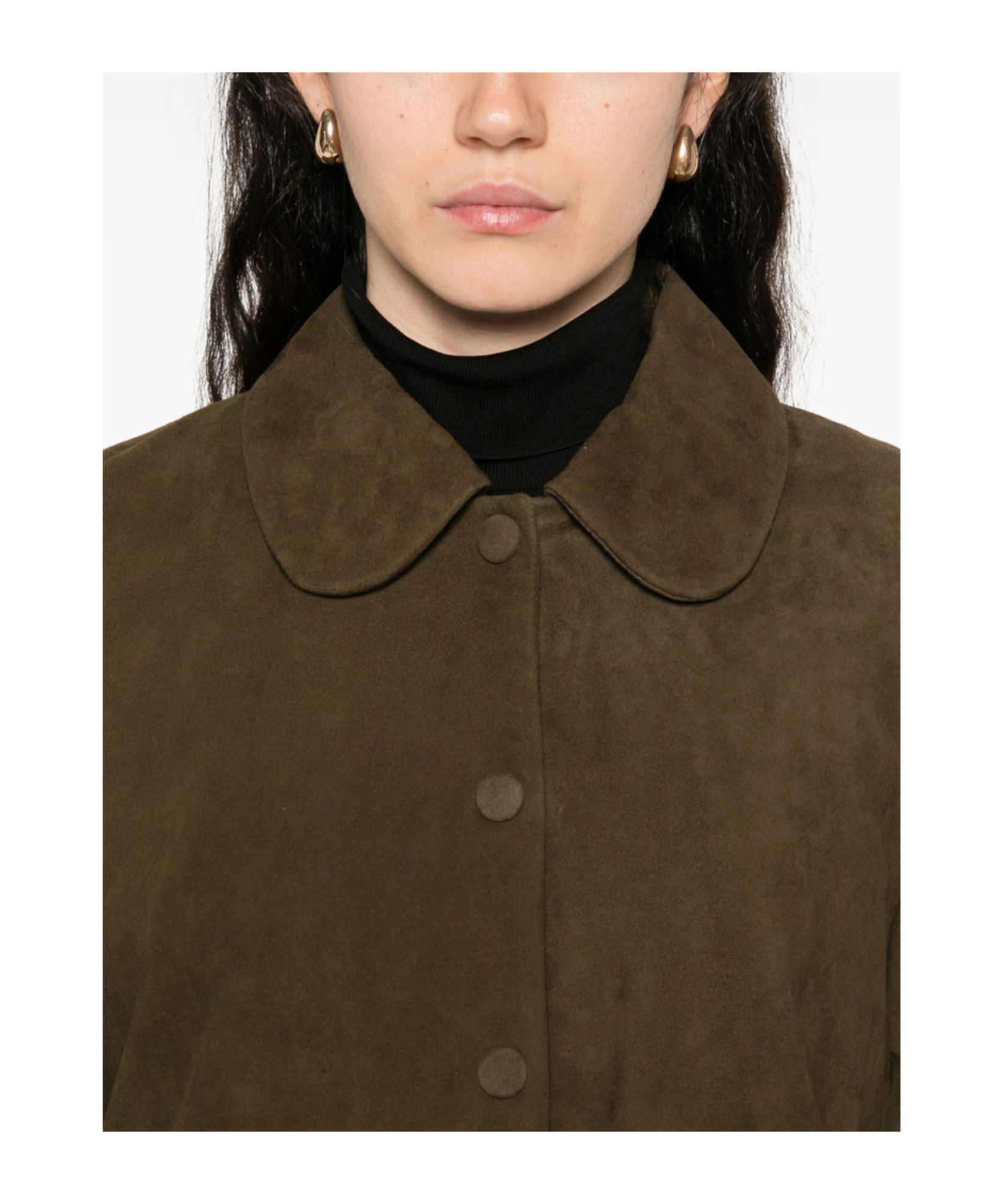 Bash Button-front Leather Jacket In Green