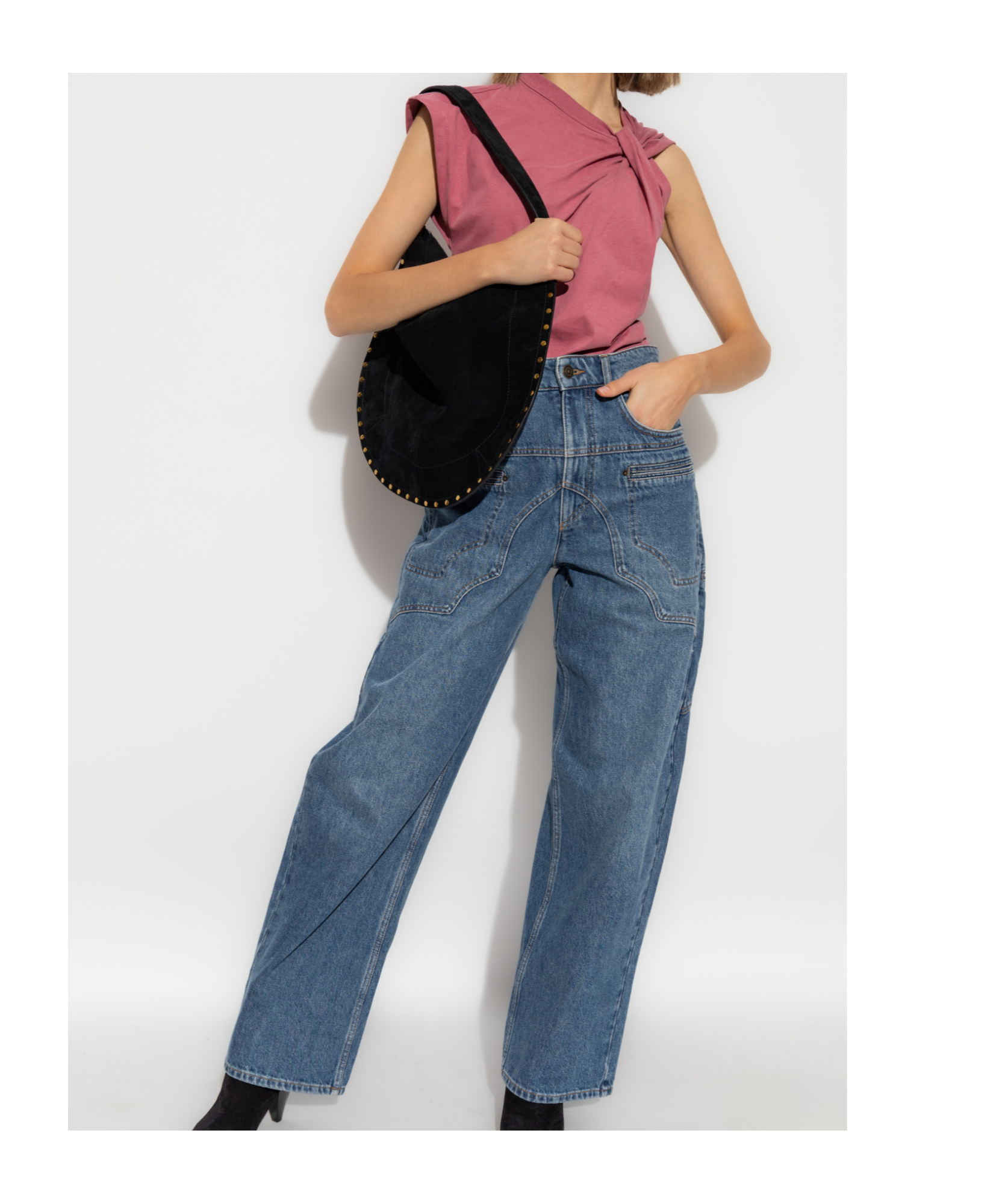 Isabel Marant Front Bow Crewneck Top With Knot Detail In Pink