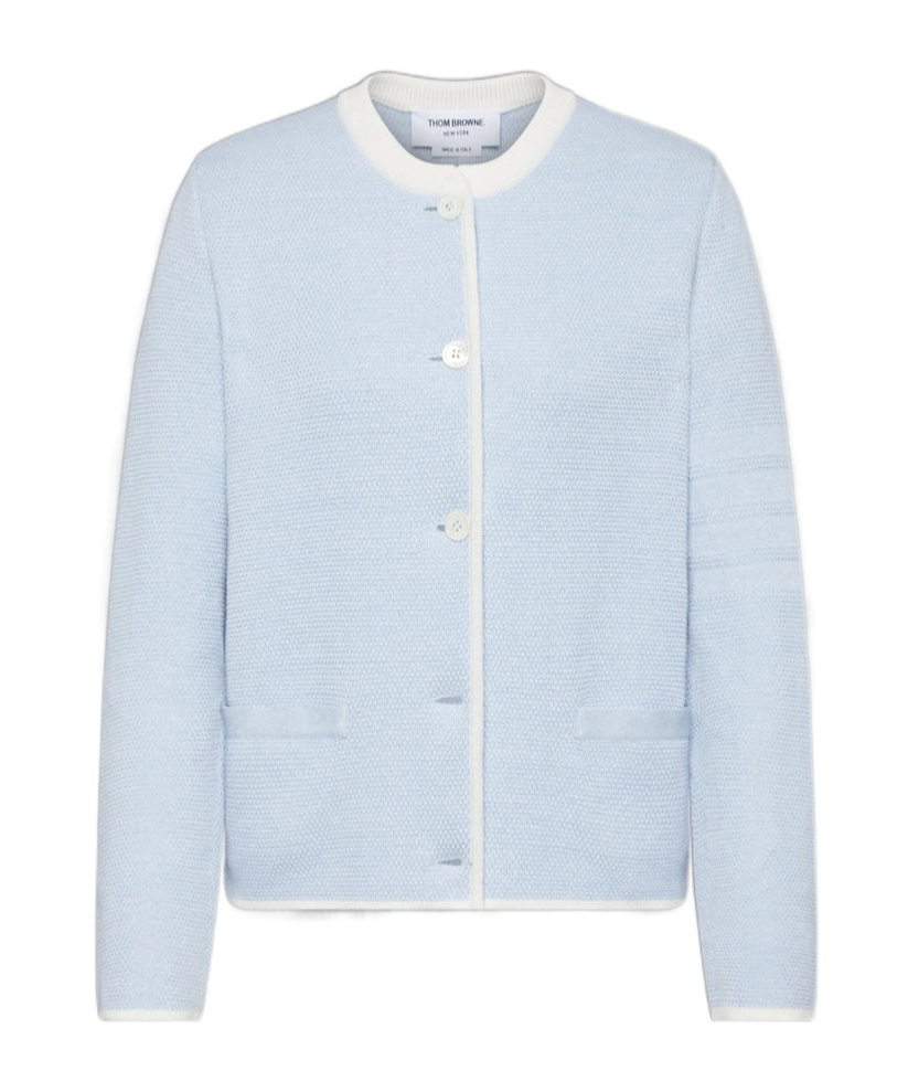 Thom Browne Honeycomb-knit Jacket In Blue