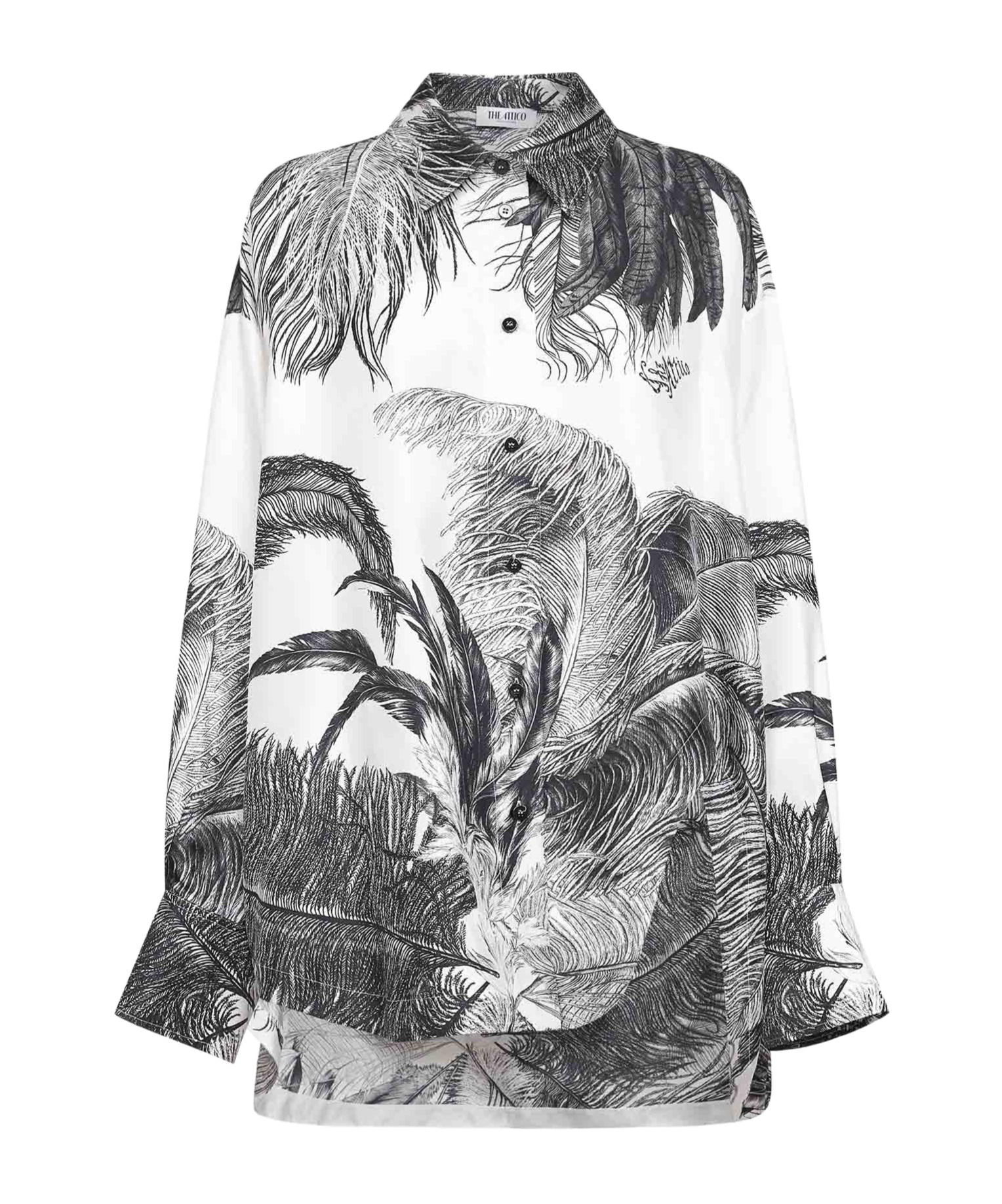 Attico The  Pattern-printed Long-sleeved Shirt In White