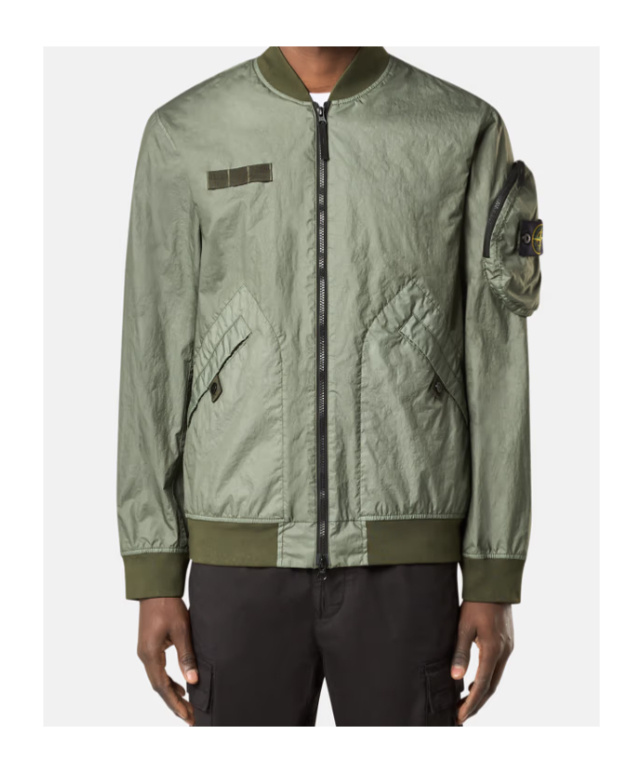 Stone Island 3l Tc Membrane Bomber Jacket In Green