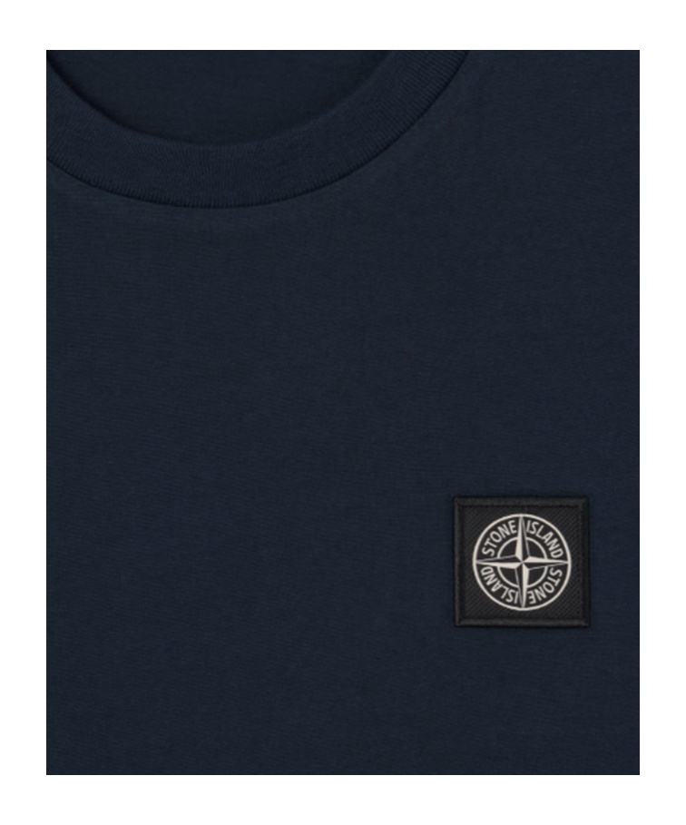 Stone Island Short-sleeve T-shirt With Compass Patch And Chain Stitching In Blue