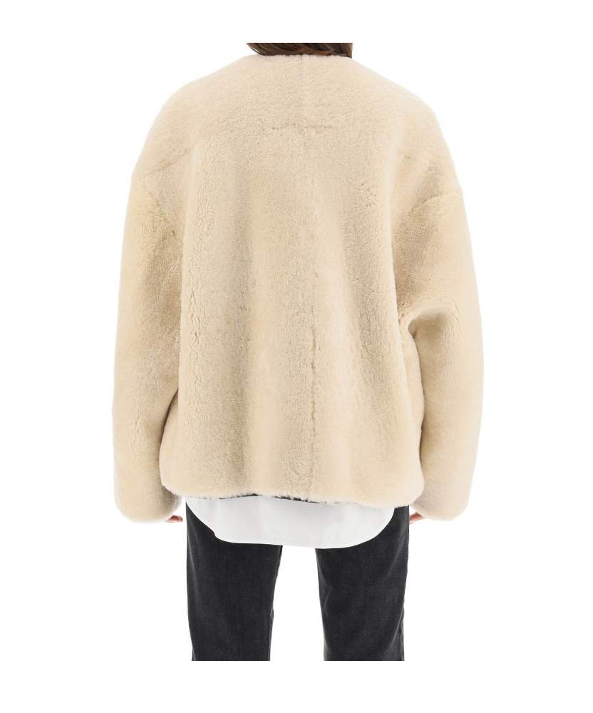 Shop Totême Teddy Shearling Jacket In Nude