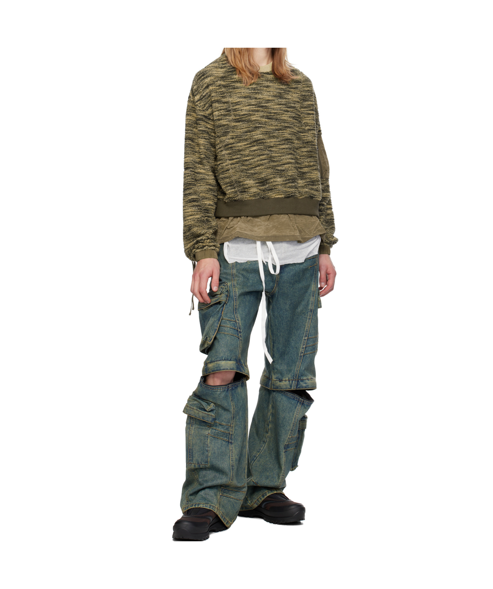 Andersson Bell Blue Coated Wide-leg Jeans In Green