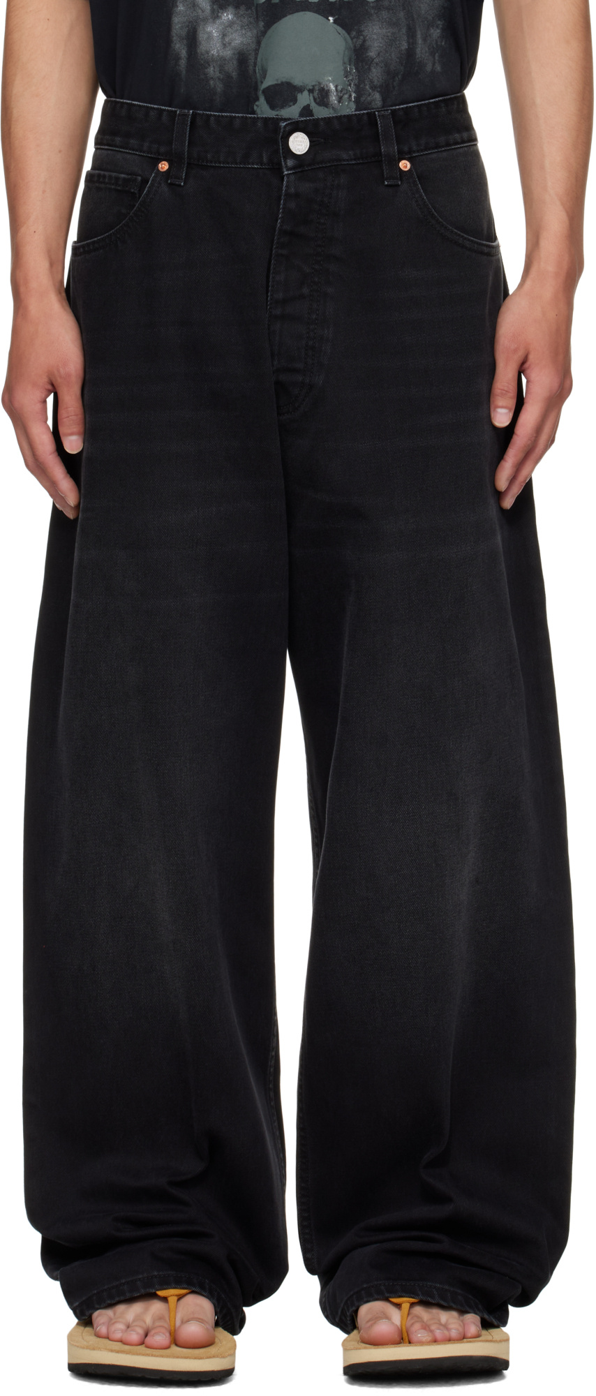 Vetements Anarchy Painted Cropped Jeans In Black