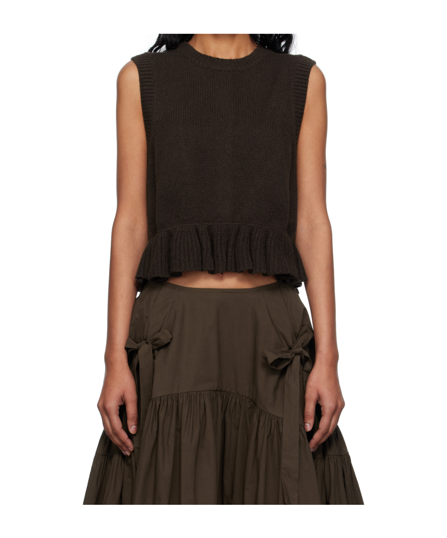 Cecilie Bahnsen Sleeveless Vest In Brown
