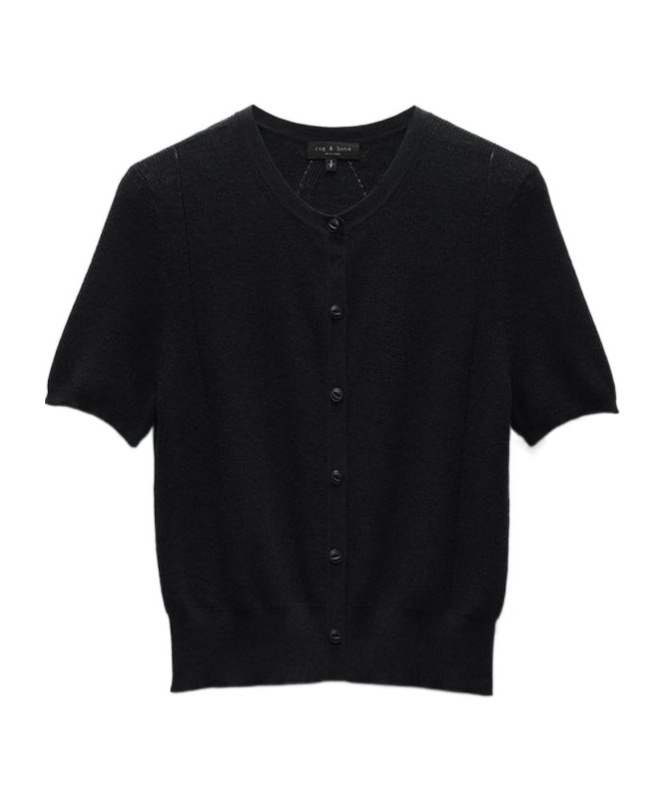Rag & Bone Dina Short-sleeve Cardigan In Black