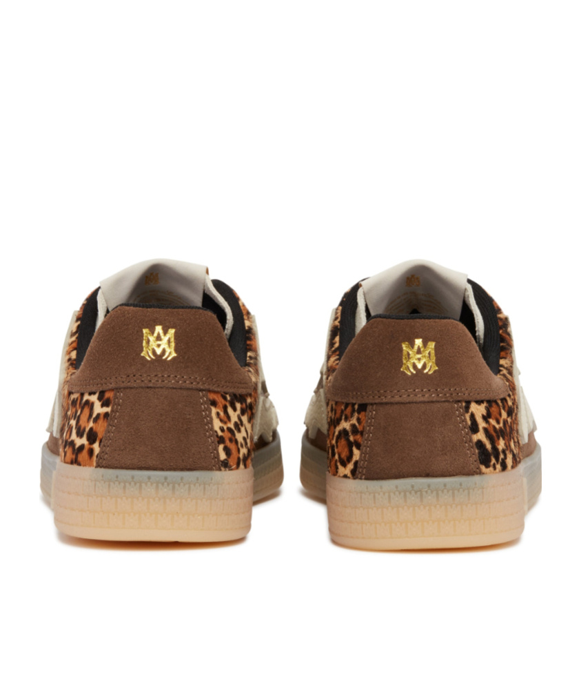 Amiri Pacific Bones Brown Low-top Sneaker With Logo Patch On The Tongue And Leopard Print In Suede Man In Animal Print