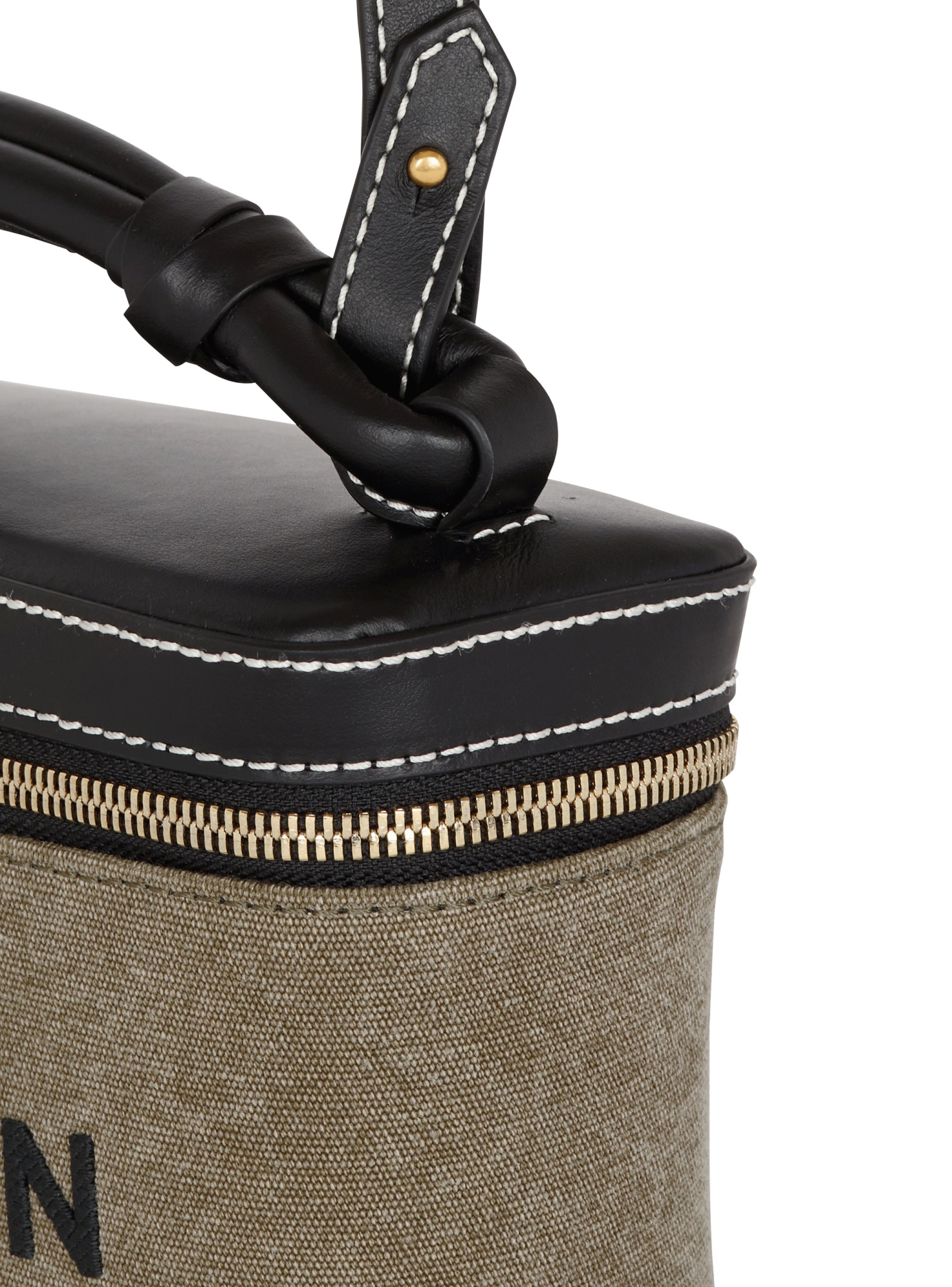 BALMAIN B-ARMY VANITY CASE IN CANVAS AND LEATHER