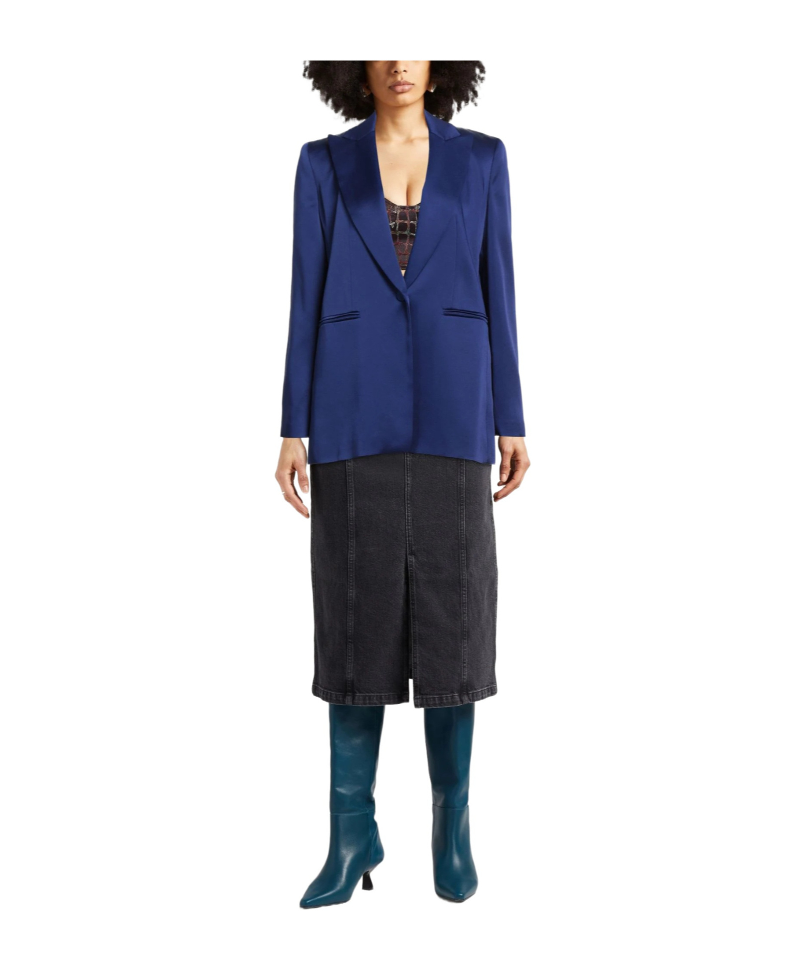 Max Mara Satin Blazer In Blue