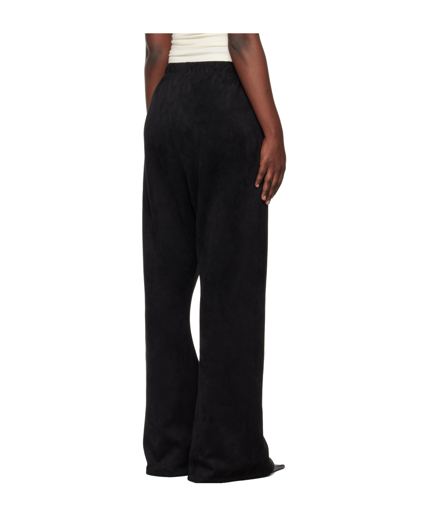 Essentials Womens Suede Fleece Flare Sweatpant In Black