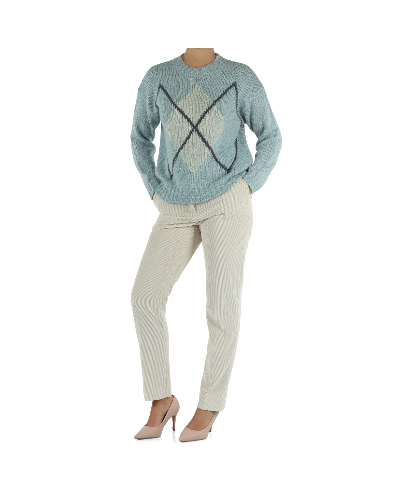 Eleventy Round-neck Knitted Sweater In Blue