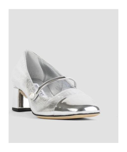 Jimmy Choo Glitter Mary Jane Pumps With Metallic Accents In Gray