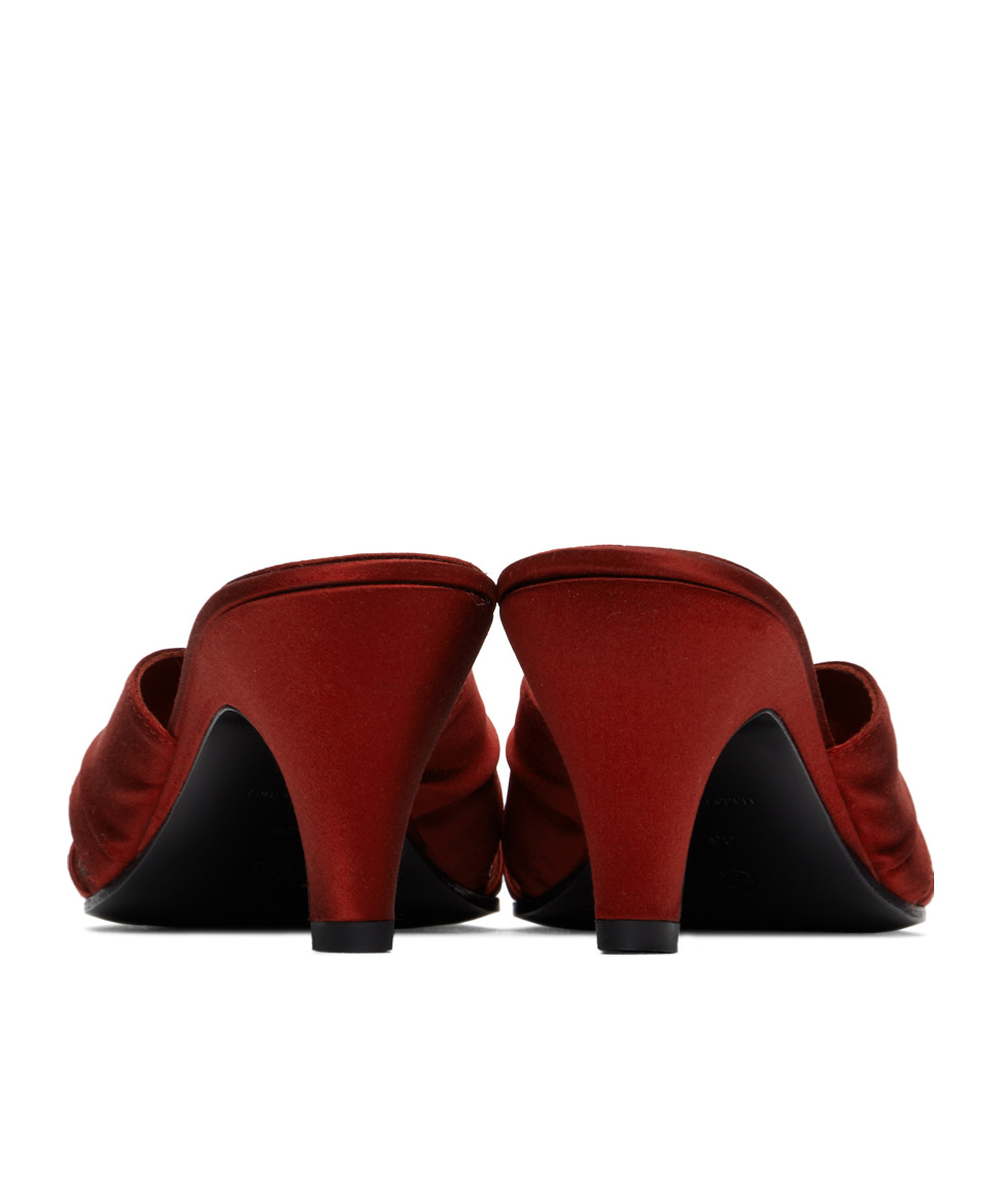 The Row Soft Knot 65 Satin Mules In Red