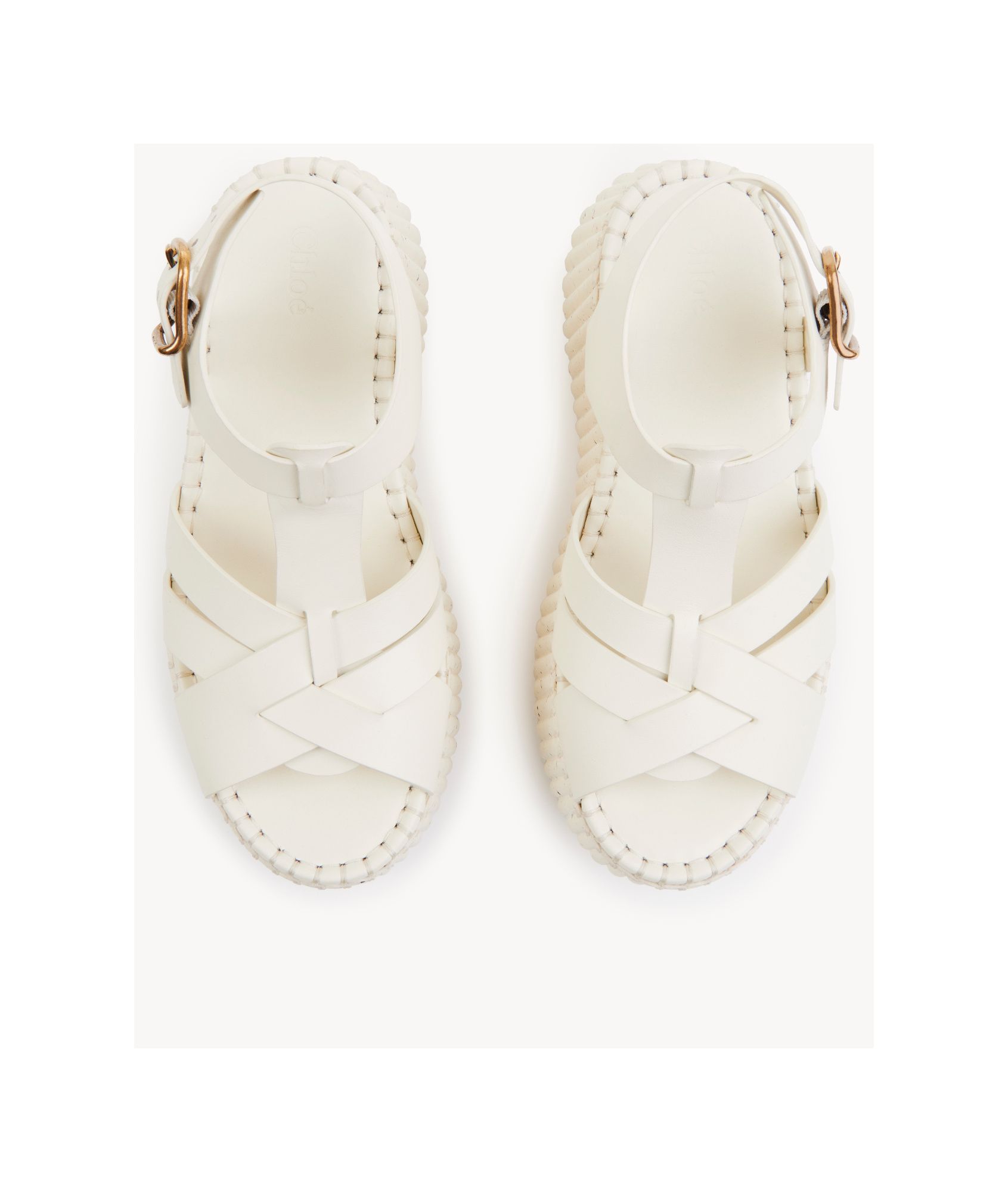 Shop Chloé Leather Platform Sandals In White