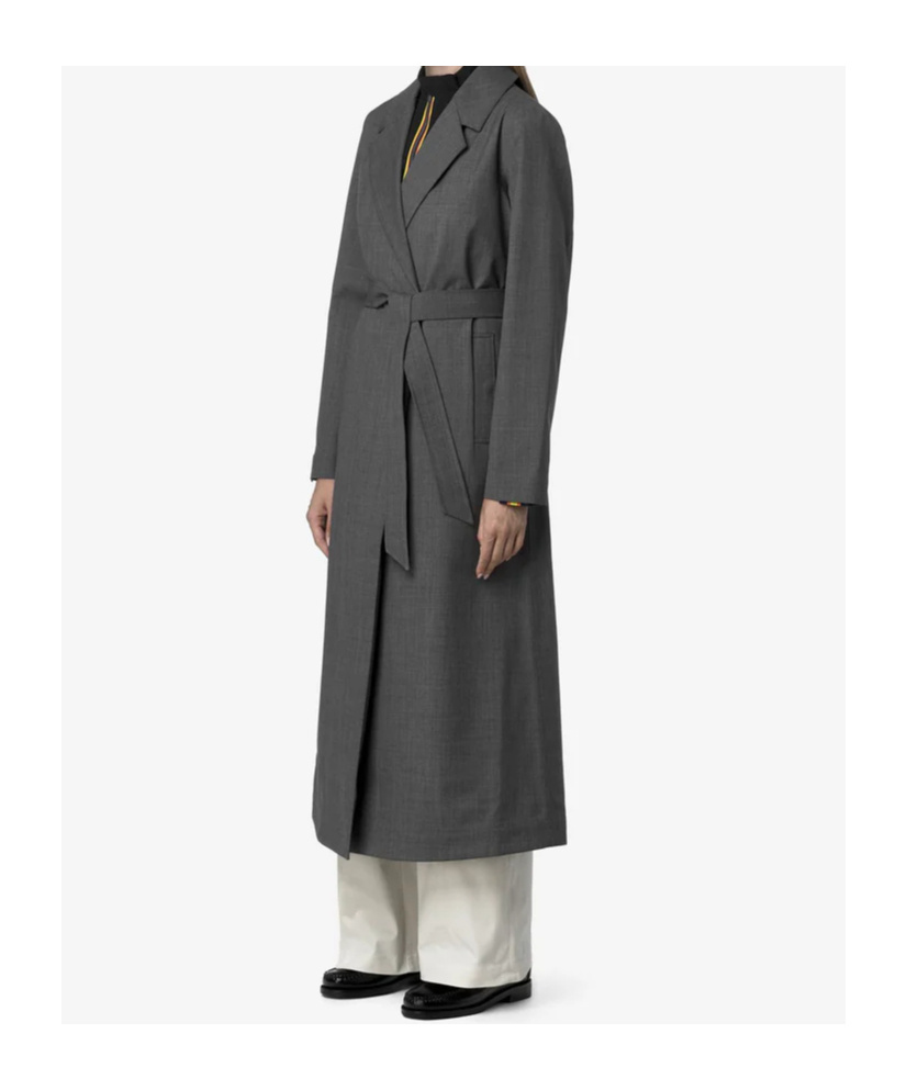 K-way Jorance Belted Coat In Gray