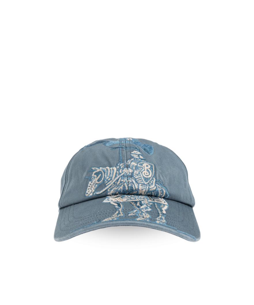 Burberry Equestrian Knight Design Baseball Cap Flood Blue In Gray