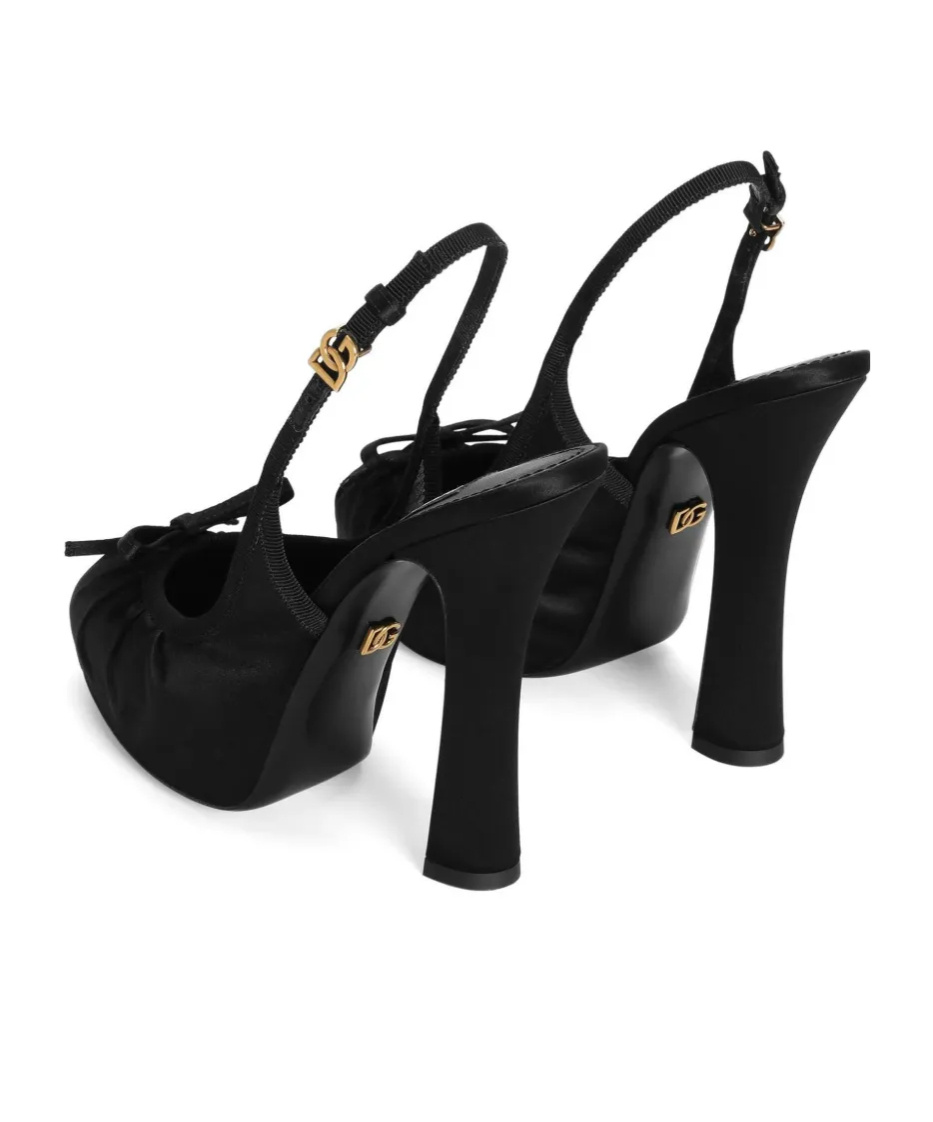 Dolce & Gabbana Satin Slingback Platform Shoes In Black