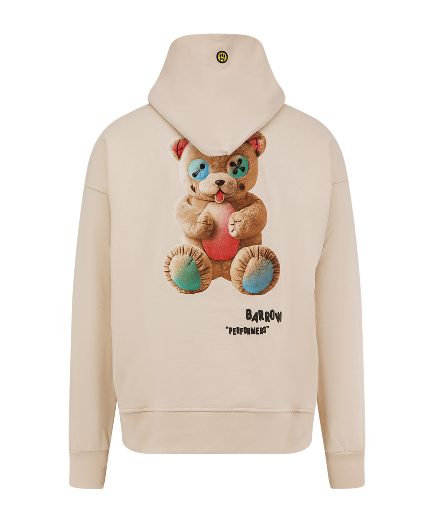 Barrow Hooded Cotton Sweatshirt Back Print In Brown