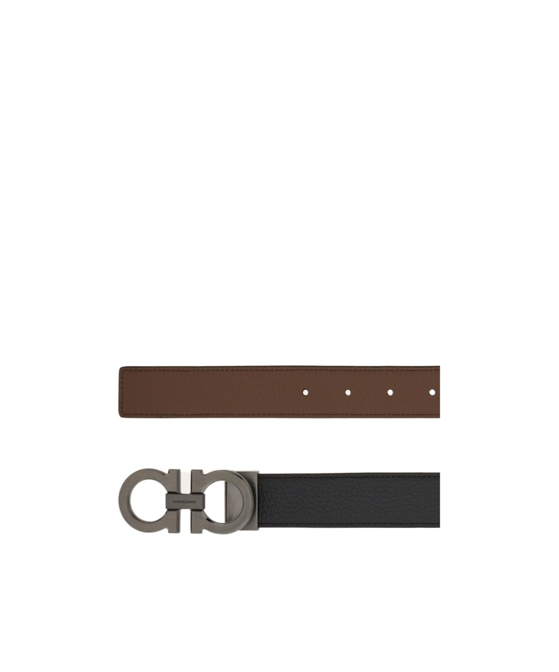 Ferragamo Men Textured Leather Belt With Iconic Gancini Buckle In Black