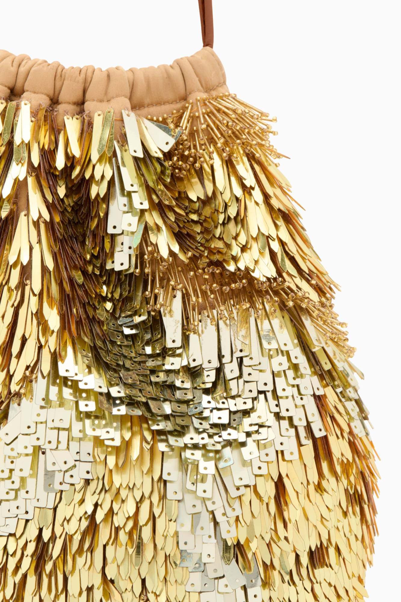 Ulla Johnson Celeste Sequined Drawstring Shoulder Bag In Nude