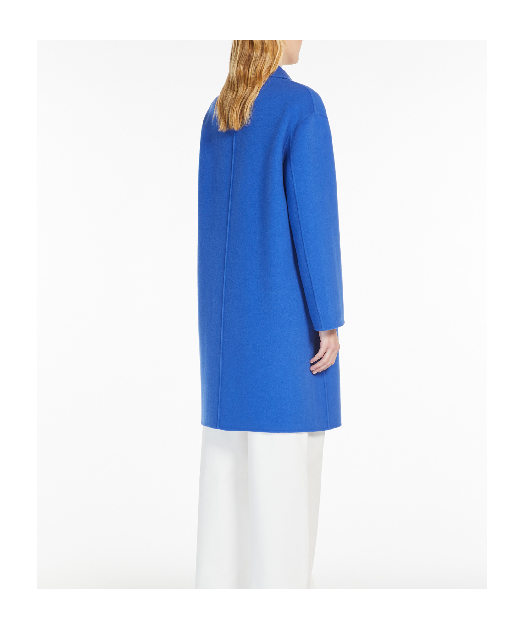 Max Mara Lapel Long-sleeved Coat In Blue