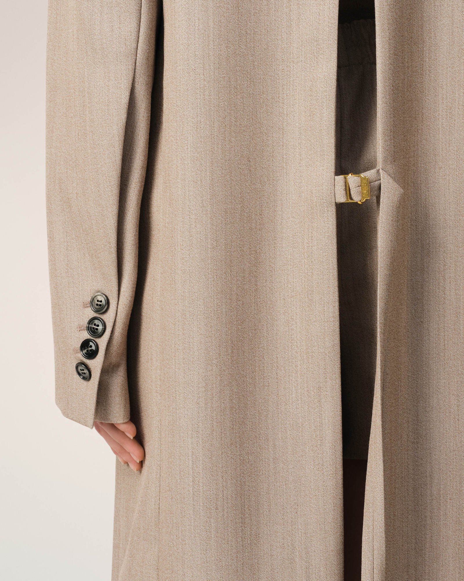 Ami Alexandre Mattiussi Beige Wool Back Slit Long Coat Beige In Nude