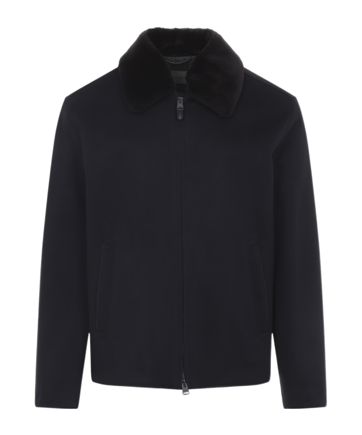 Canali Coach Jacket With Colar Shirling In Black
