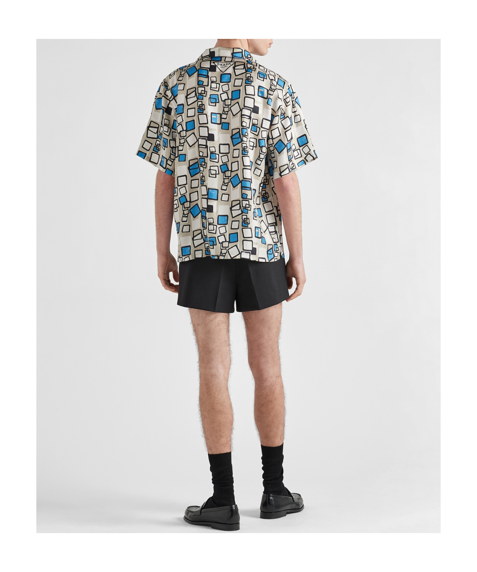Prada Geometric-print Short-sleeve Shirt In Neutral