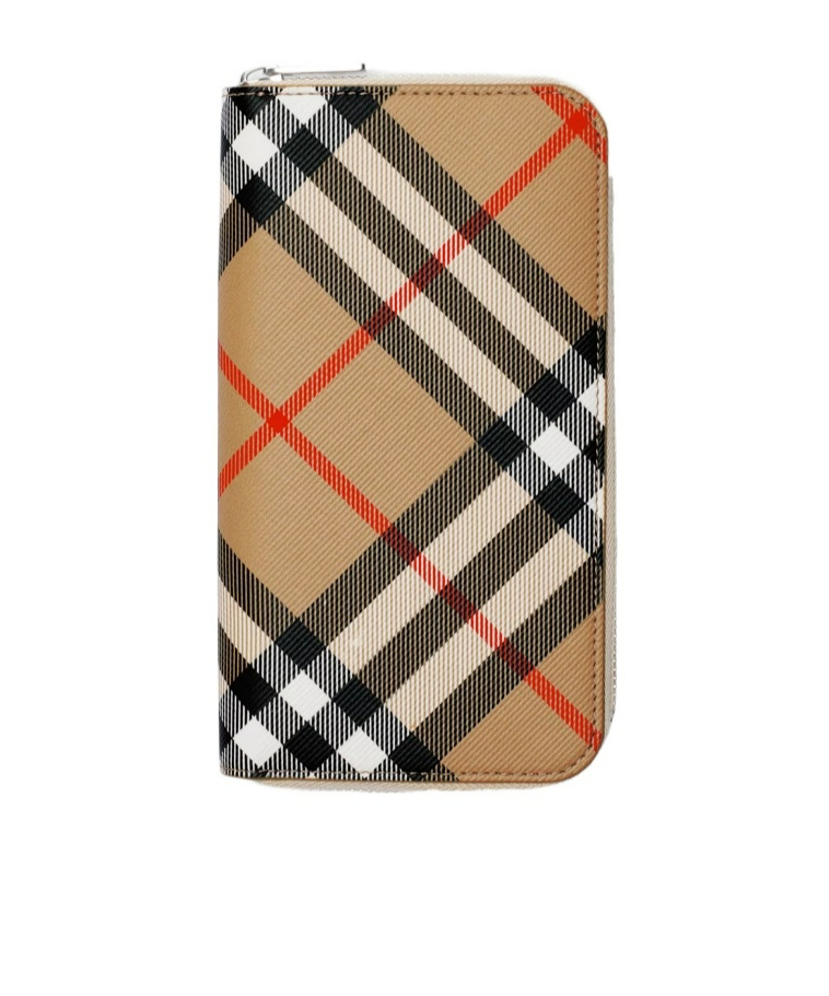 Burberry Printed Canvas Wallet In Nude