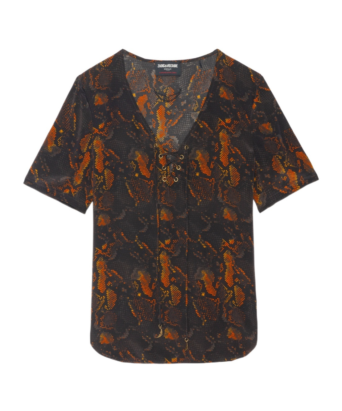 Zadig & Voltaire Terzo Python Print Silk Button-up Shirt In Black