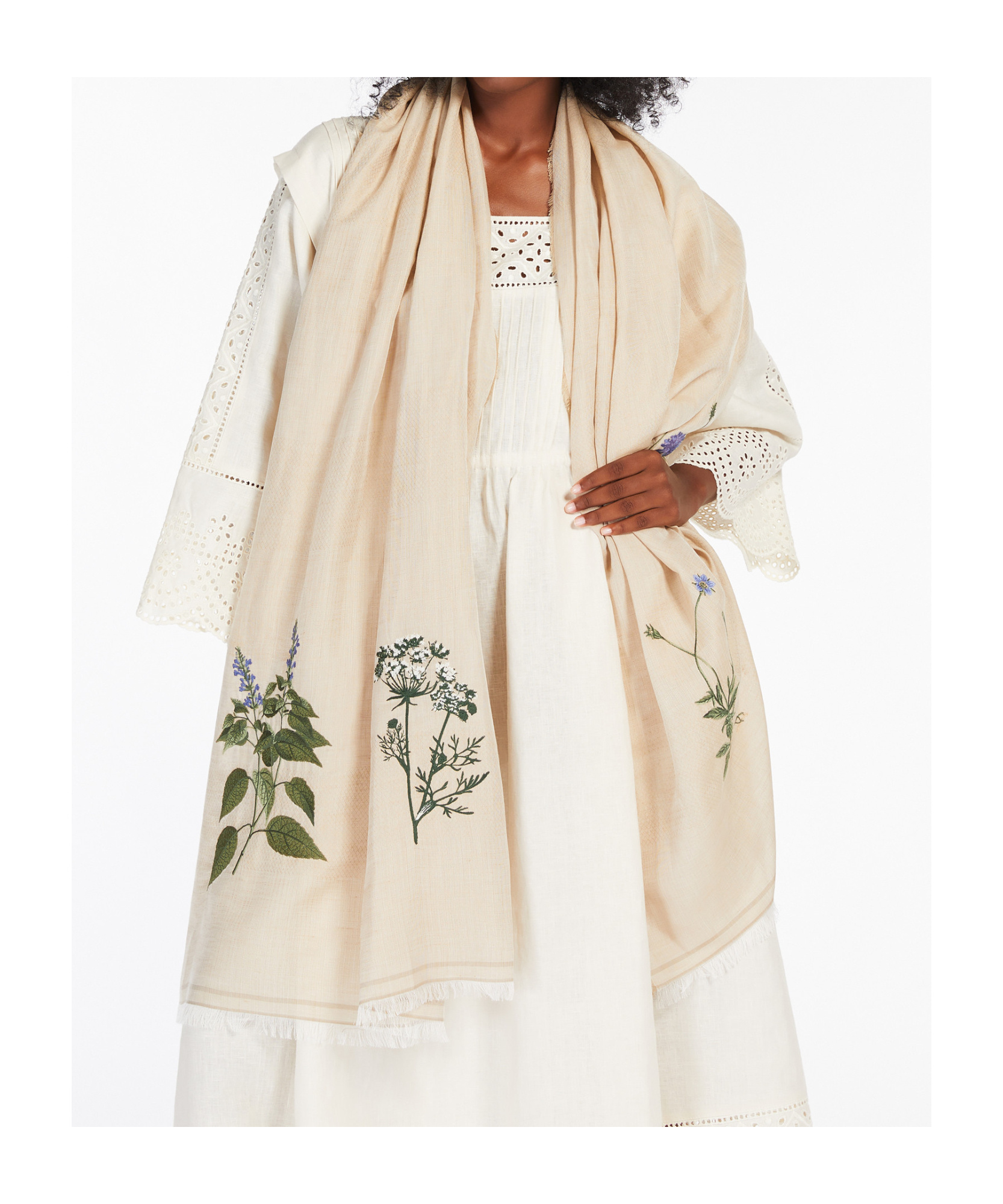 Weekend Max Mara Modal, Linen And Cotton Stole In Beige