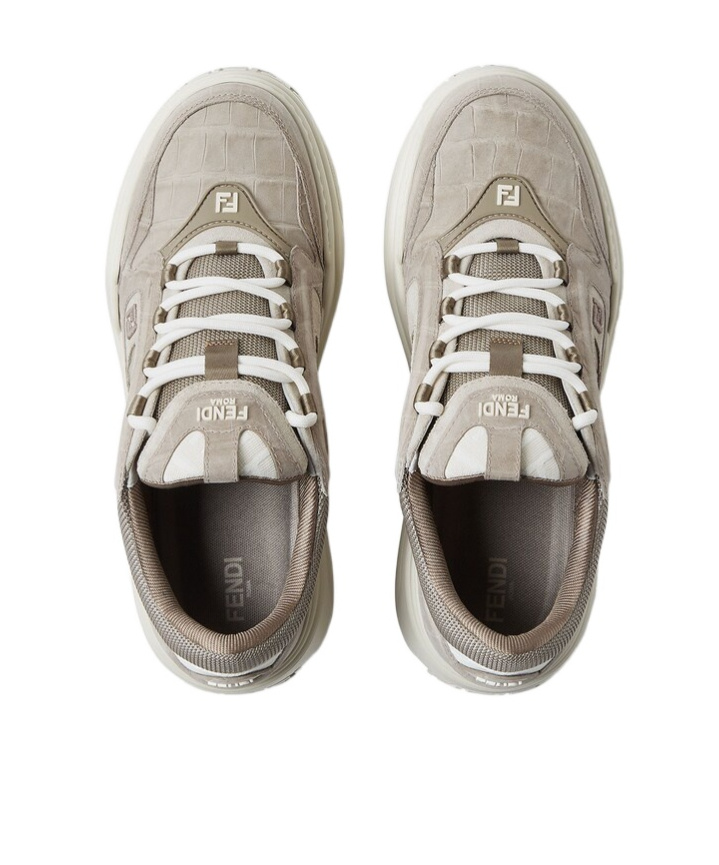 Fendi Gray Leather Low-tops In Gray