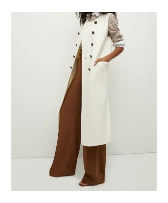 Veronica Beard Sleeveless Long Vest In White