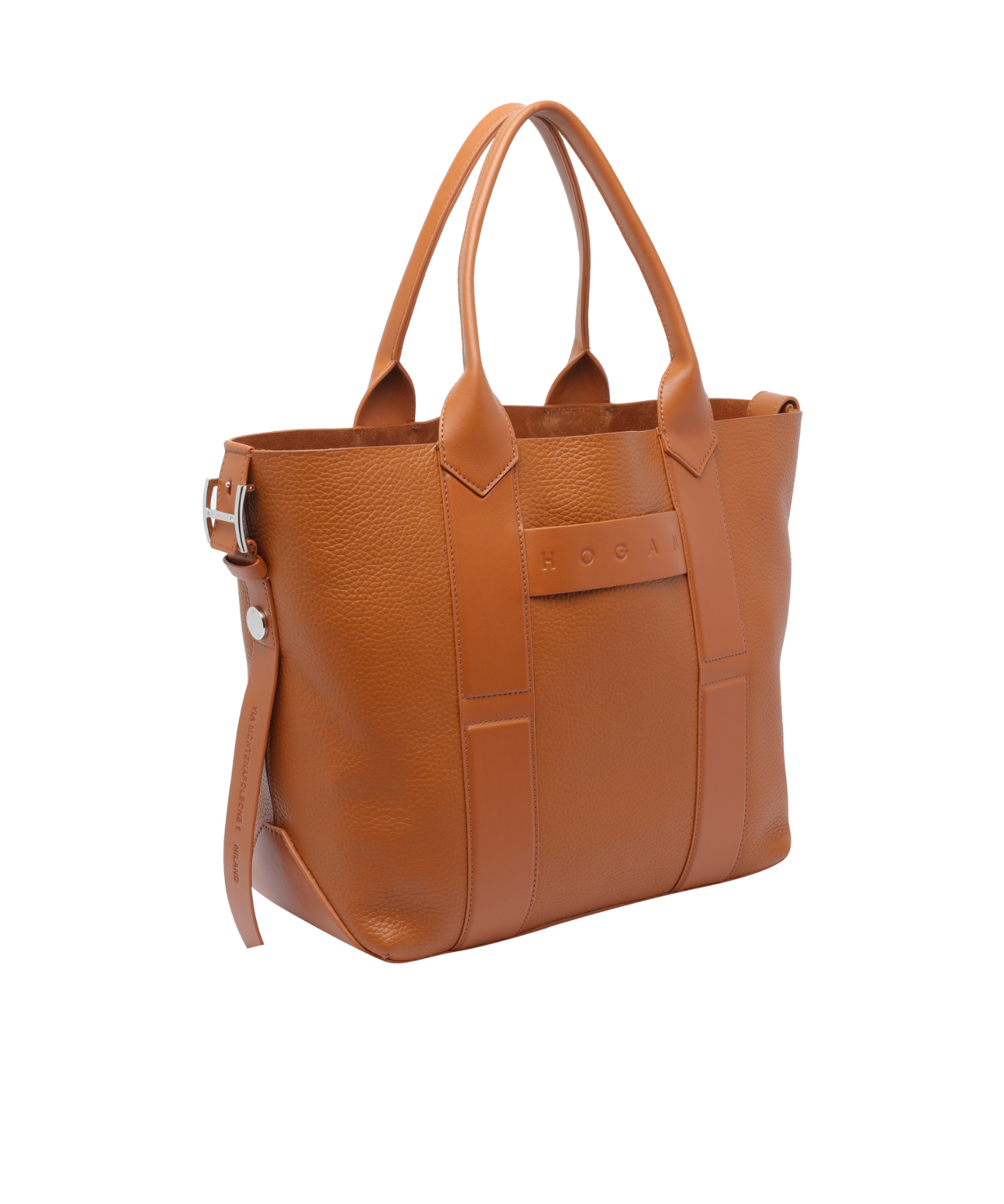 Hogan Leather Tote Bag With Detachable Strap In Brown