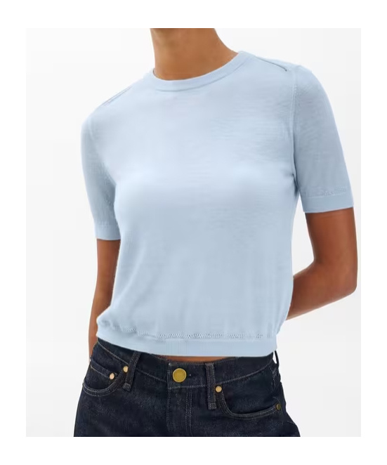 Rag & Bone Short Sleeve Knitted T-shirt In Blue