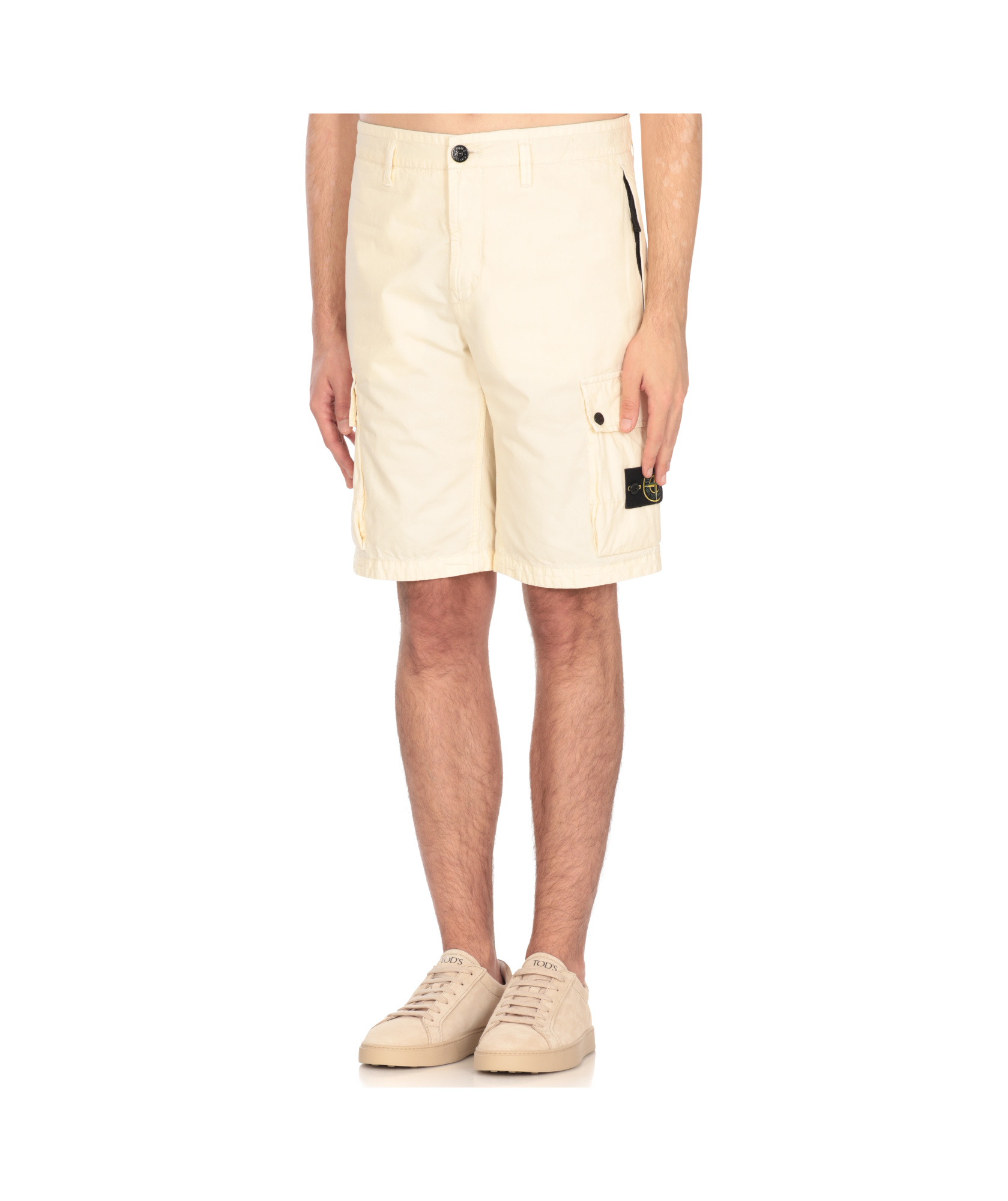 Stone Island Compass Patch Bermuda Shorts In White