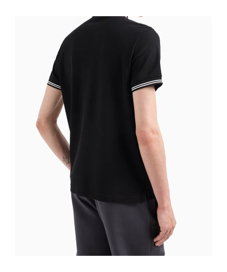 Emporio Armani Classic Piqué Polo Shirt With Polished Collar In Black