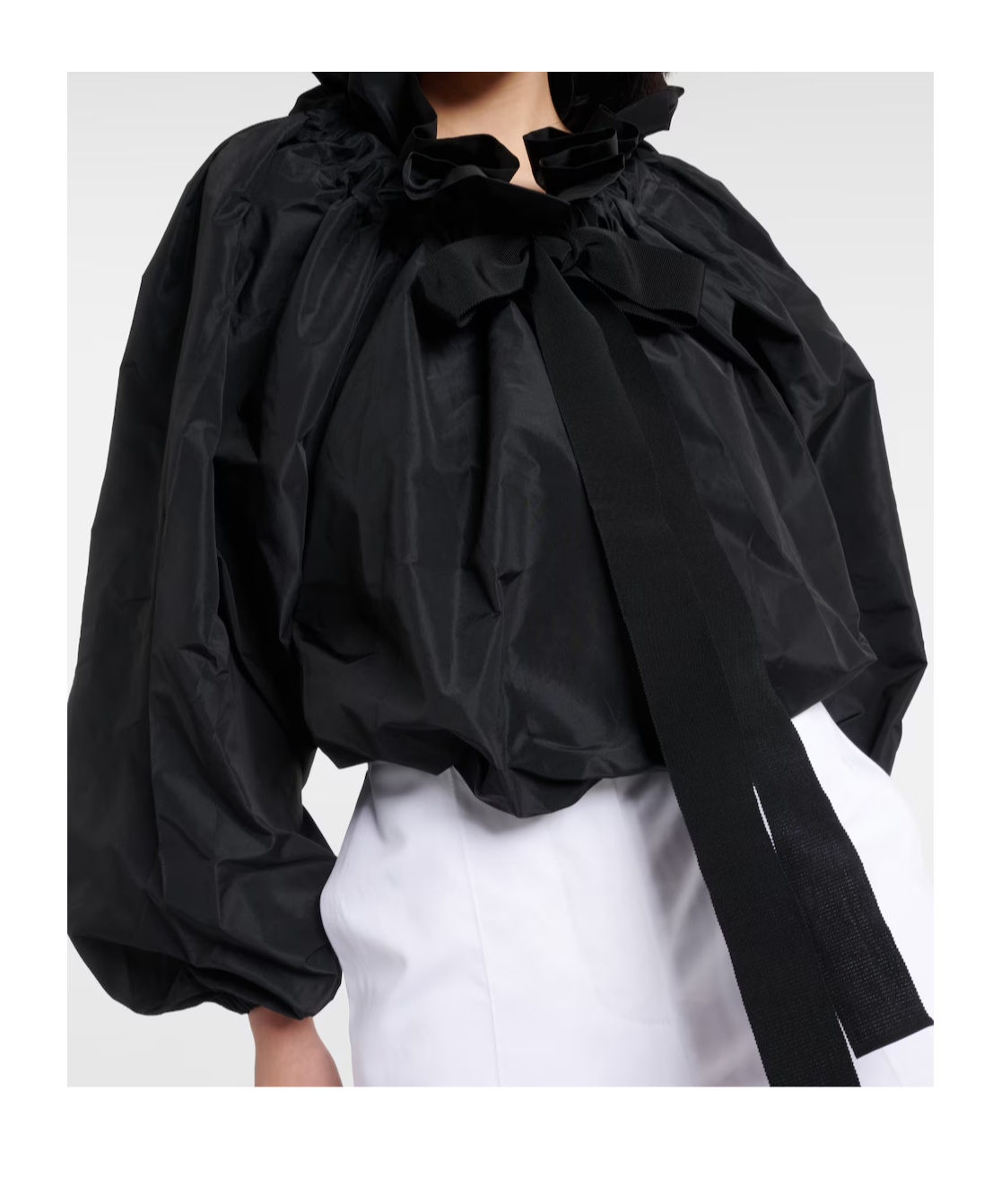 Patou Ruffled Cropped Cardigan In Black