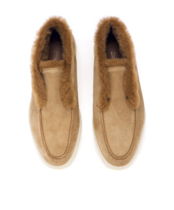 Santoni Tonal-stitching Leather Loafers In Nude