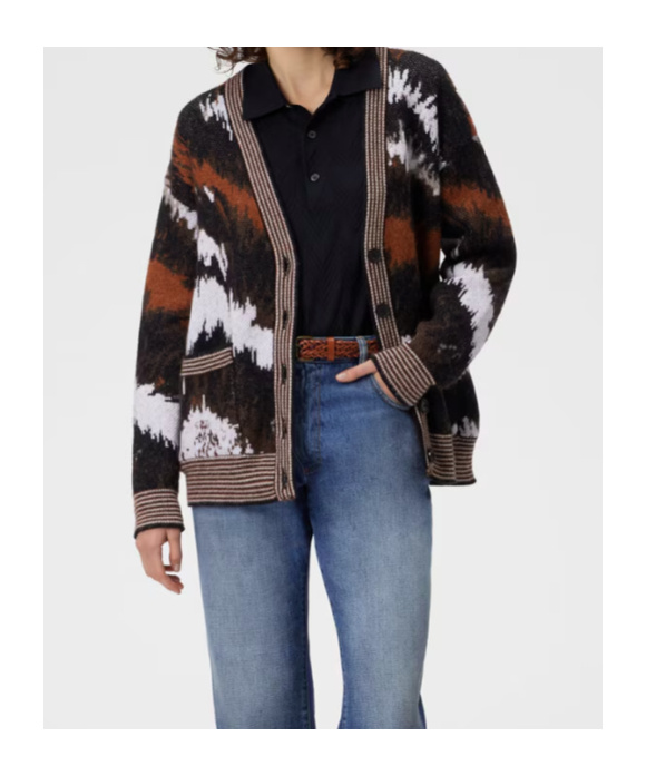 Missoni Long Sleeve Patterned Knit Cardigan V Neck In Multi