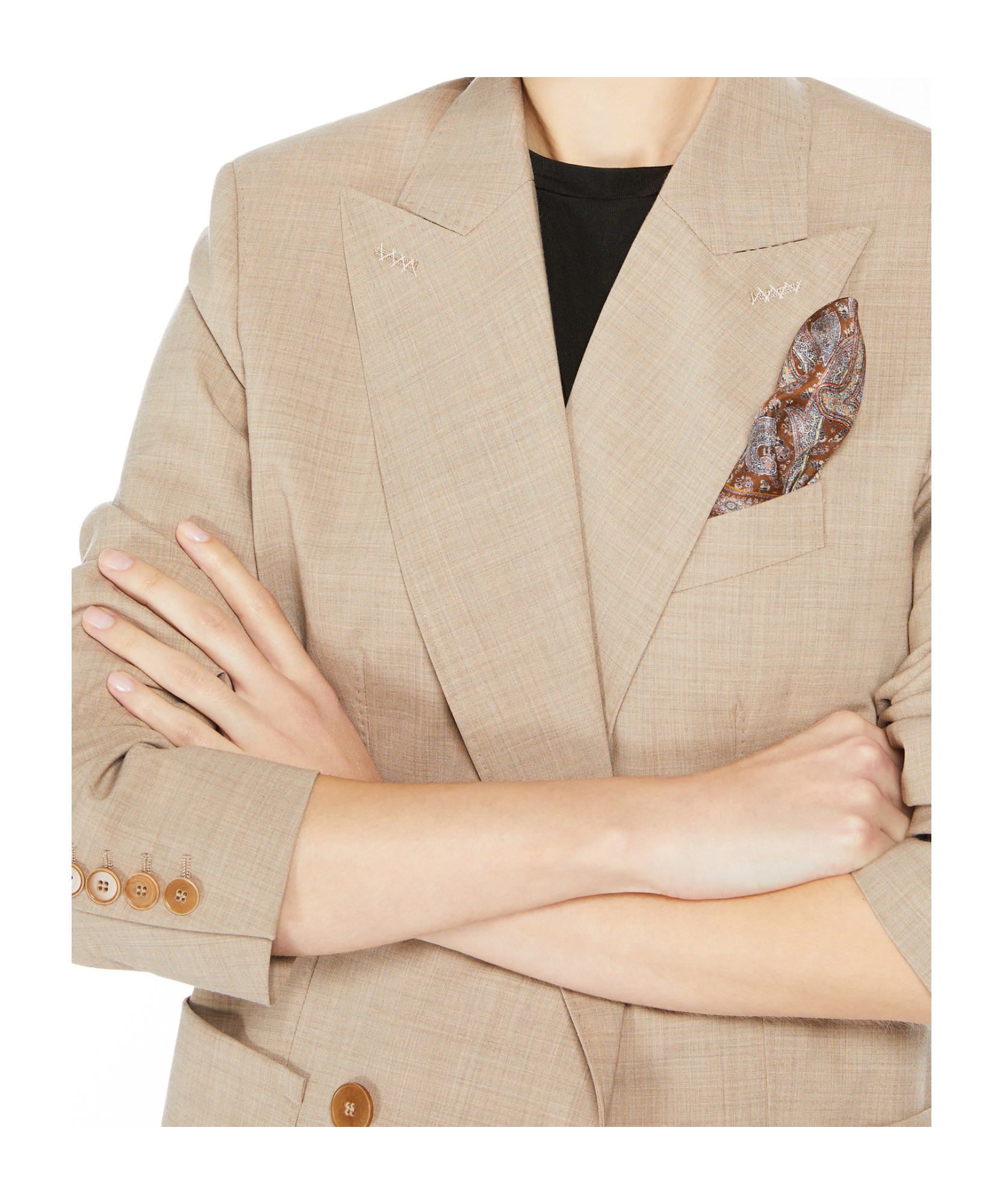 Max Mara Double-breasted Wool Suit Coat In Nude