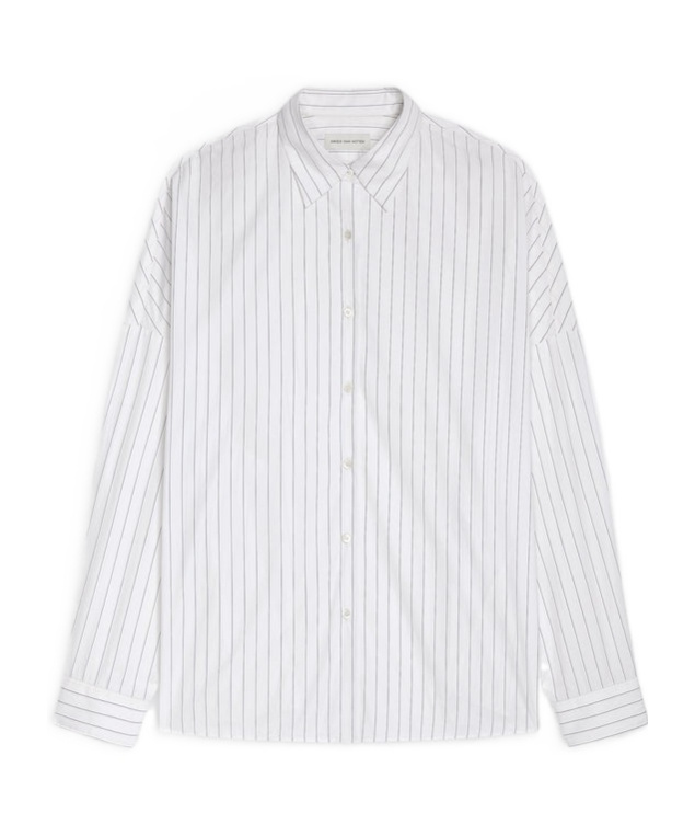 Dries Van Noten Pinstripe Button-down Shirt In Soft Viscose-cotton Blend