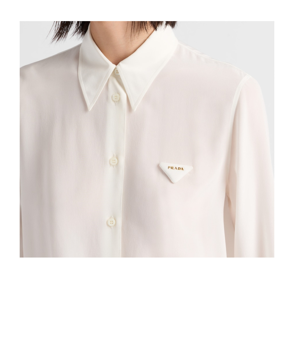 Prada Crepe Chine Shirt In Nude