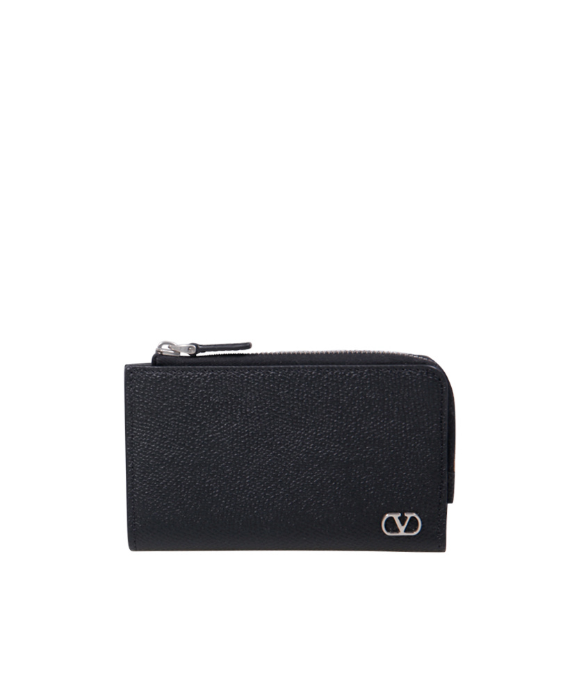Valentino Zip-around Logo Cardholder In Black