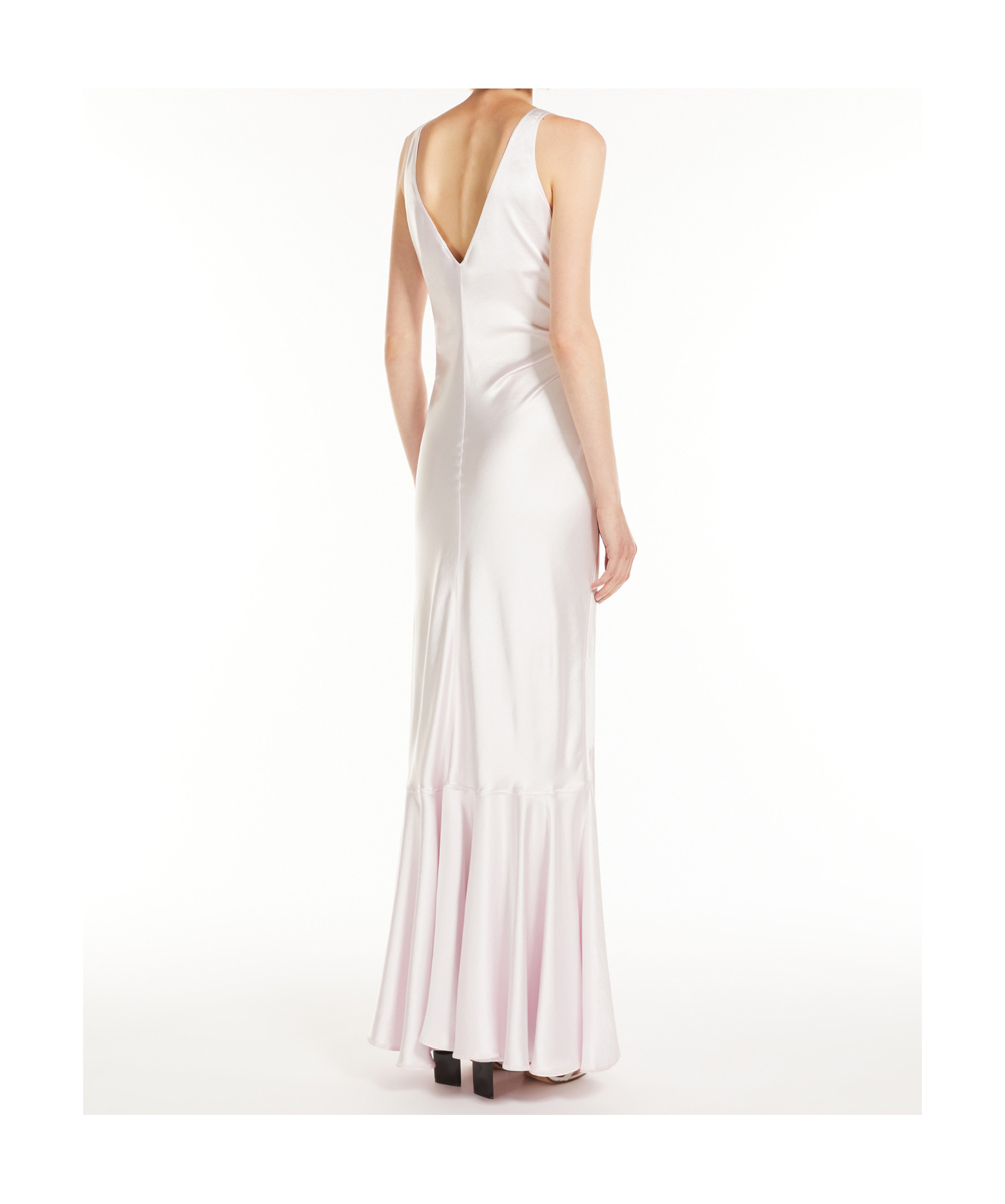 Sportmax Long Satin Dress In White